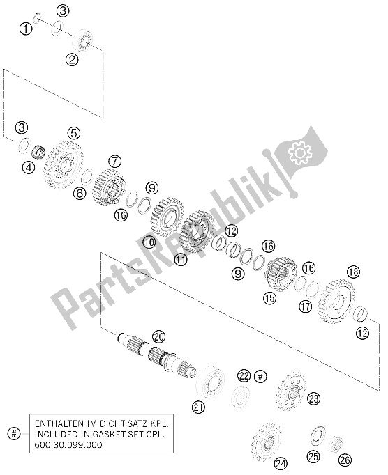 All parts for the Transmission Ii - Counter Shaf of the KTM 990 SM T Black ABS Spec Edit Brazil 2011