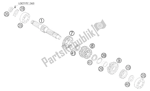 Alle onderdelen voor de Versnellingsbak I - Antriebswelle 85 van de KTM 85 SX 19 16 Europe 2005