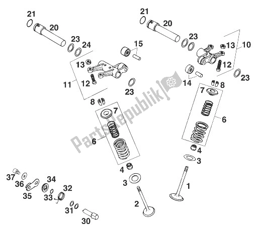 Todas las partes para Válvulas Lc4'96 de KTM 400 RXC E USA 1998