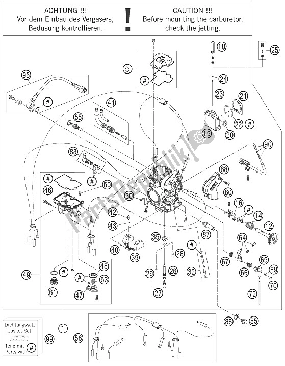 Alle onderdelen voor de Carburator van de KTM 450 EXC Factory Edit Europe 2011