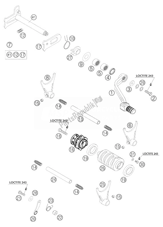 Alle onderdelen voor de Schakelmechanisme van de KTM 400 EXC Racing Australia 2004