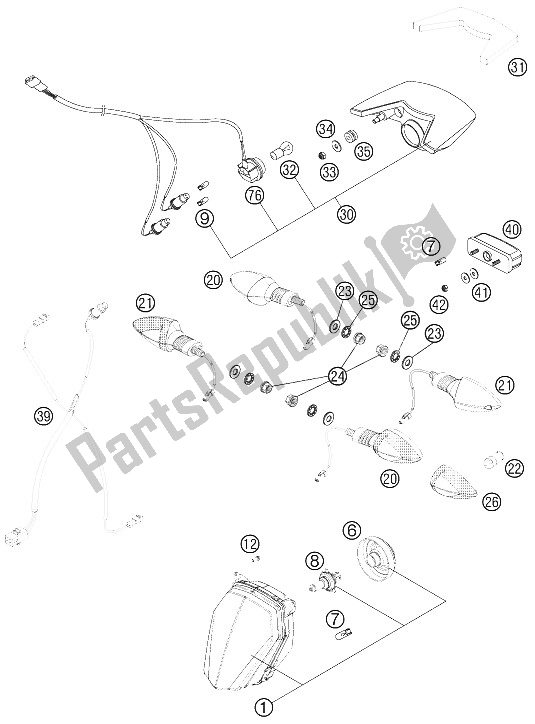 Todas las partes para Sistema De Iluminacion de KTM 990 Superm T Black ABS Europe 2012