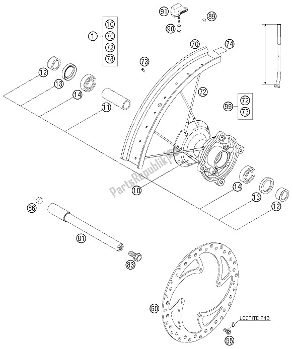 All parts for the Front Wheel of the KTM 85 SX 19 16 Europe 2006