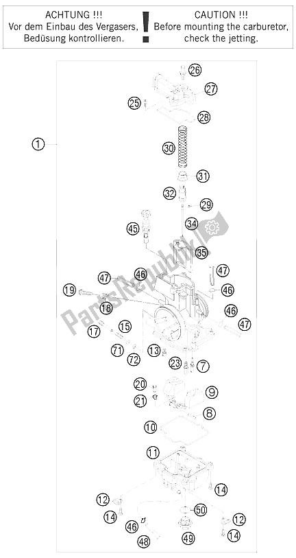 Todas as partes de Carburador do KTM 200 XC USA 2009