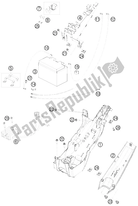 All parts for the Battery of the KTM 1190 RC 8 Orange Europe 2008