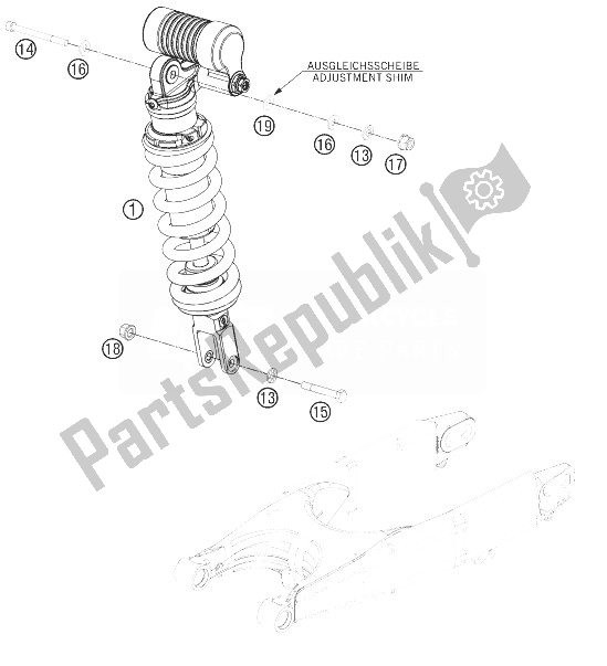 All parts for the Shock Absorber of the KTM 450 Rally Factory Replica Europe 2014