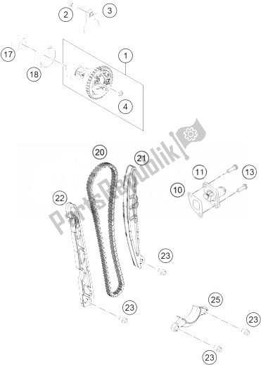 All parts for the Timing Drive of the KTM 450 EXC Europe 2014