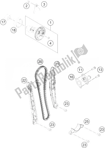 All parts for the Timing Drive of the KTM 450 EXC SIX Days Europe 2014