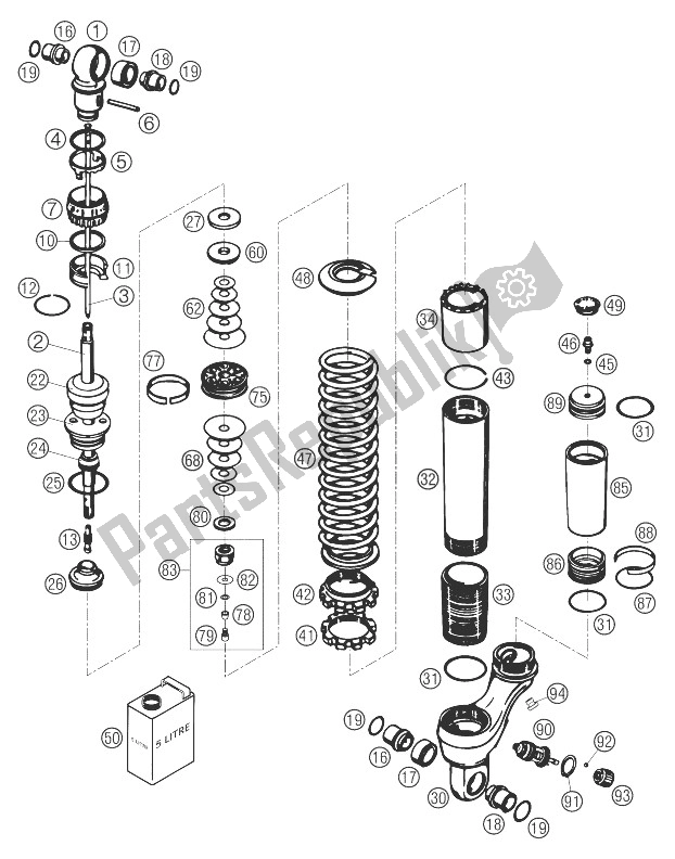 Todas las partes para Amortiguador Desmontado de KTM 65 SX Europe 2004