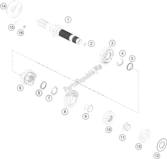 Todas las partes para Transmisión I - Eje Principal de KTM 250 SX F Factory Edition USA 2015