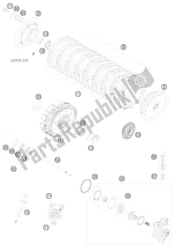 All parts for the Clutch of the KTM 450 SX F Europe 2008