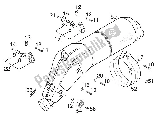 Tutte le parti per il Silenziatore 400/620/640 Lc4 200 del KTM 640 LC4 E Silber Europe 2000