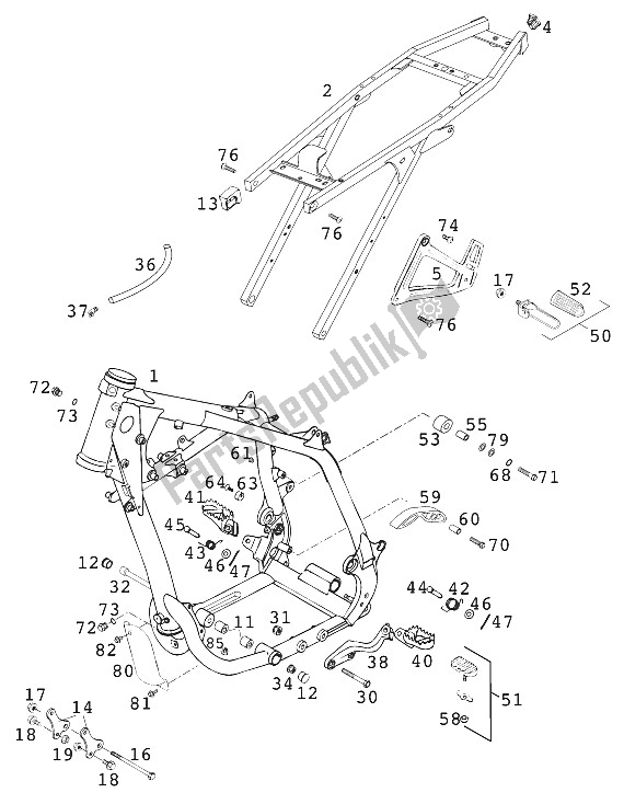 Todas las partes para Marco, Duque 200 de KTM 640 Duke II Europe 2000