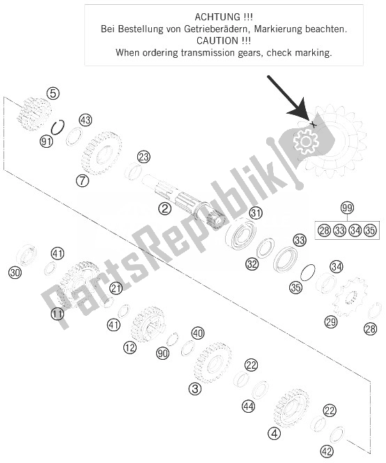 All parts for the Transmission Ii - Countershaft of the KTM 150 XC USA 2014