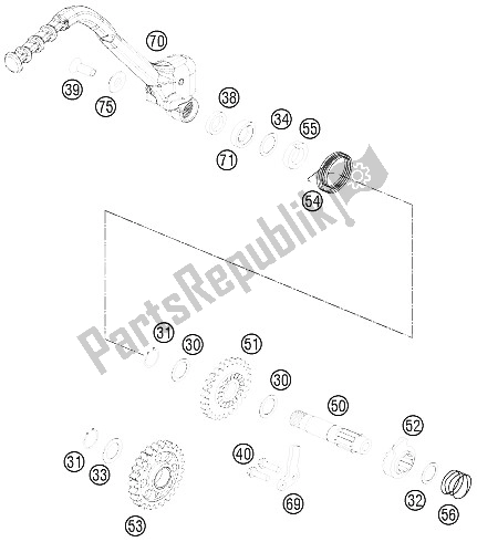 All parts for the Kick Starter of the KTM 250 EXC F CKD Brazil 2016