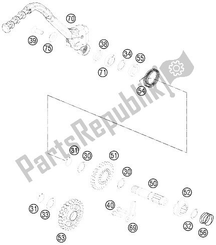 All parts for the Kick Starter of the KTM 250 EXC F Europe 2015