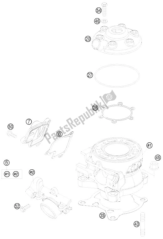 All parts for the Cylinder of the KTM 105 SX USA 2008