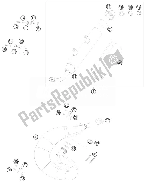 All parts for the Exhaust System of the KTM 300 EXC Australia 2010