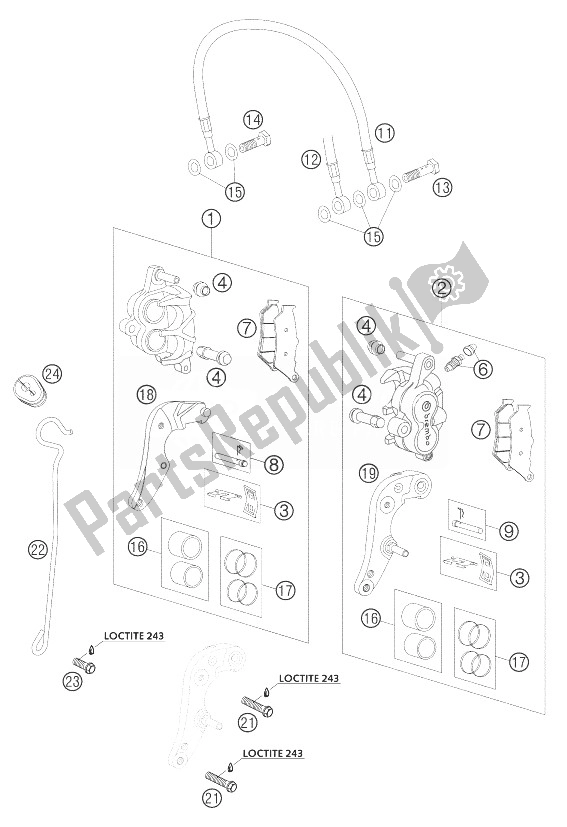 Todas las partes para Pinza De Freno Delantera Lc8 de KTM 950 Adventure Black LOW USA 2004