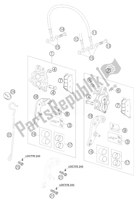 Toutes les pièces pour le étrier De Frein Avant Lc8 du KTM 950 Adventure Orange LOW USA 2004