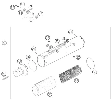 All parts for the Silencer of the KTM 525 XC W USA 2007