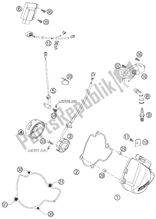 Tutte le parti per il Sistema Di Accensione del KTM 250 SX F Europe 2008