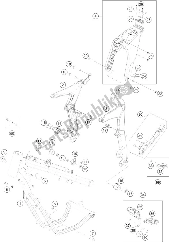 All parts for the Frame of the KTM Freeride 350 Australia 2016