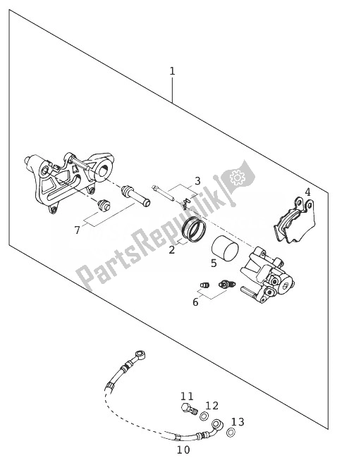 All parts for the Brake Caliper Rear Adventure'97 of the KTM 620 LC 4 98 Competition Europe 1998