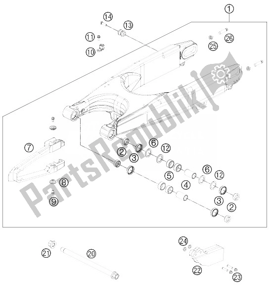 Tutte le parti per il Forcellone del KTM 450 Rally Factory Replica Europe 2014