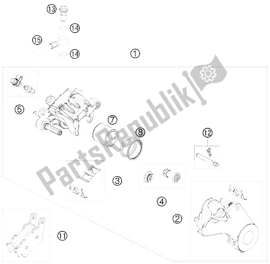 All parts for the Brake Caliper Rear of the KTM 690 Enduro 08 Australia United Kingdom 2008