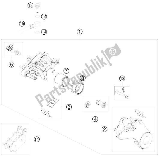 Tutte le parti per il Pinza Freno Posteriore del KTM 690 Enduro 09 USA 2009