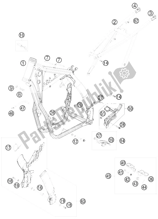 All parts for the Frame of the KTM 400 EXC Factory Edit Europe 2011