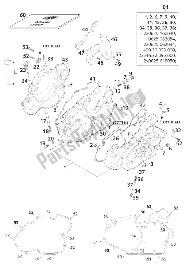 Todas las partes para Caja Del Motor 250 Exc Racing 200 de KTM 250 EXC Racing Europe 2001