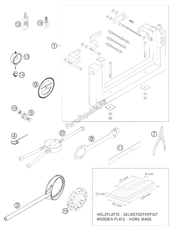 Alle onderdelen voor de Speciaal Gereedschap 250/300 van de KTM 250 EXC Europe 2005