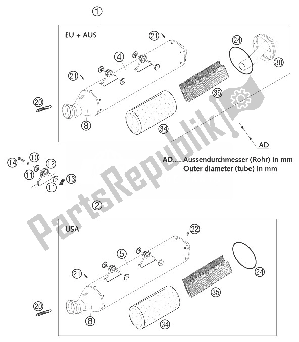 All parts for the Main Silencer Racing Mxc, Exc of the KTM 450 MXC G Racing USA 2003