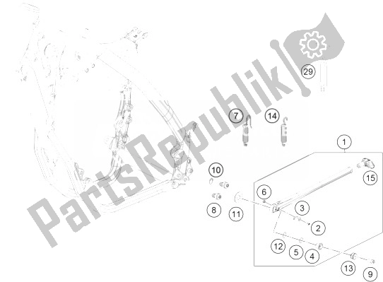 Tutte le parti per il Cavalletto Laterale / Centrale del KTM 250 EXC F Australia 2014