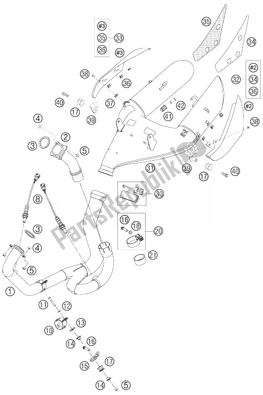 All parts for the Manifold, Silencer of the KTM 990 Super Duke Anthrazit 07 Australia United Kingdom 2007