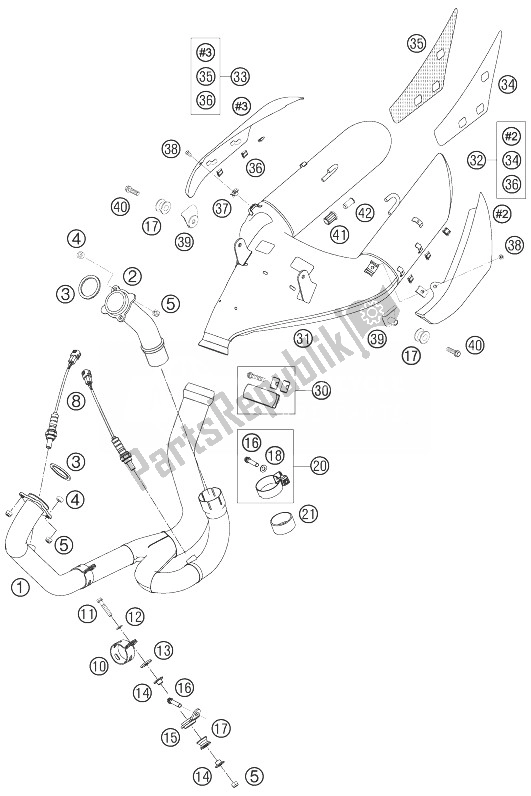 All parts for the Manifold, Silencer of the KTM 990 Super Duke Black France 2007