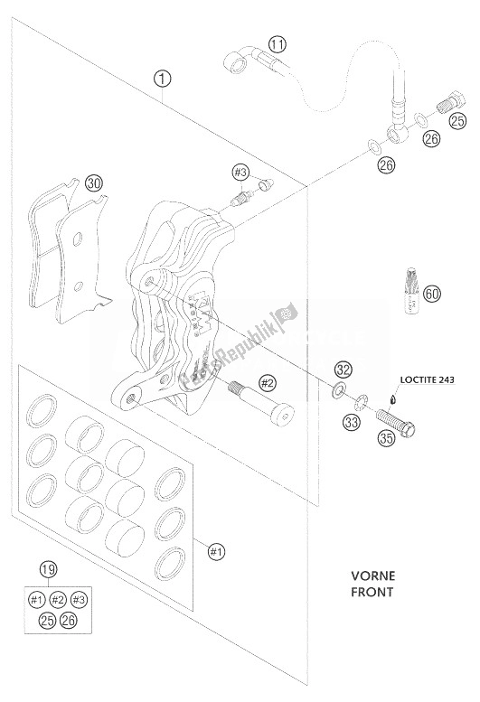 Todas as partes de Pinça De Freio Beringer Frontal do KTM 525 SMR Europe 2004