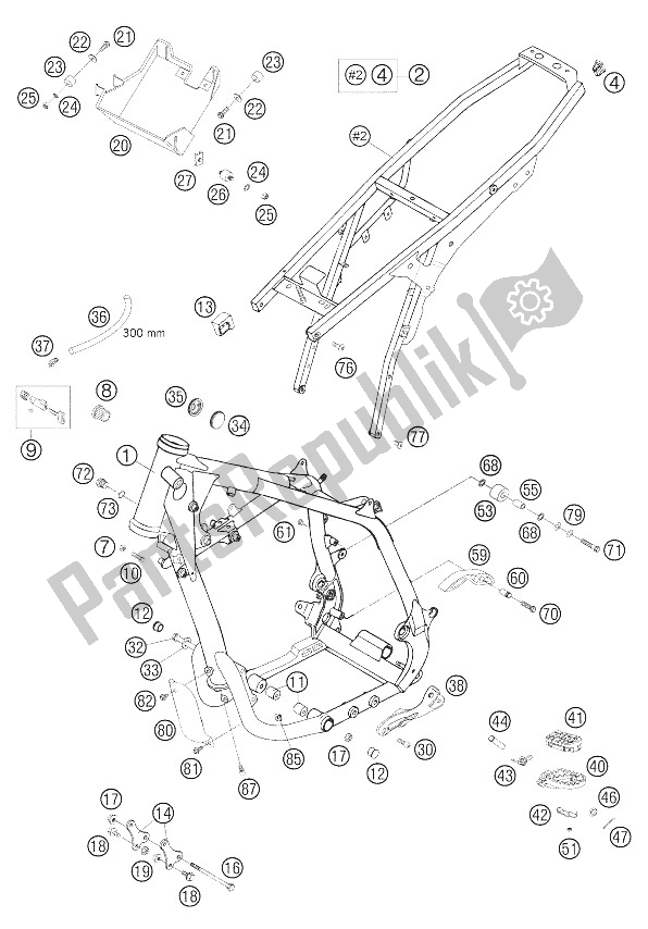 All parts for the Frame, Subframe of the KTM 625 SXC Europe 2006