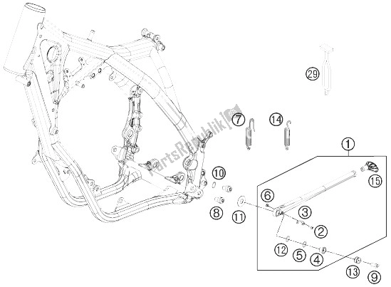 Tutte le parti per il Cavalletto Laterale / Centrale del KTM 150 XC USA 2013