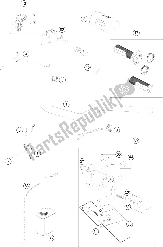 All parts for the Handlebar, Controls of the KTM 250 SX F Factory Edition USA 2016