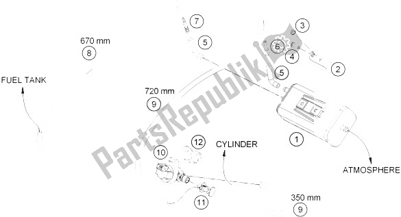 Todas as partes de Vasilha Evaporativa do KTM 690 Duke White ABS China 2015