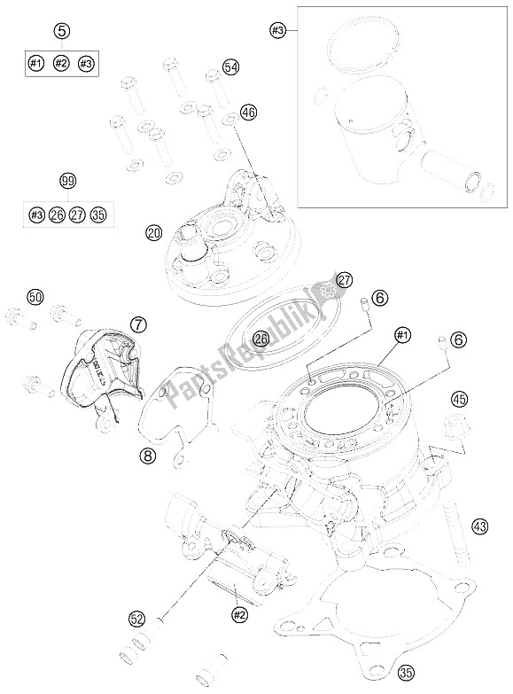 Alle onderdelen voor de Cilinder van de KTM 85 SX 17 14 Europe 2015