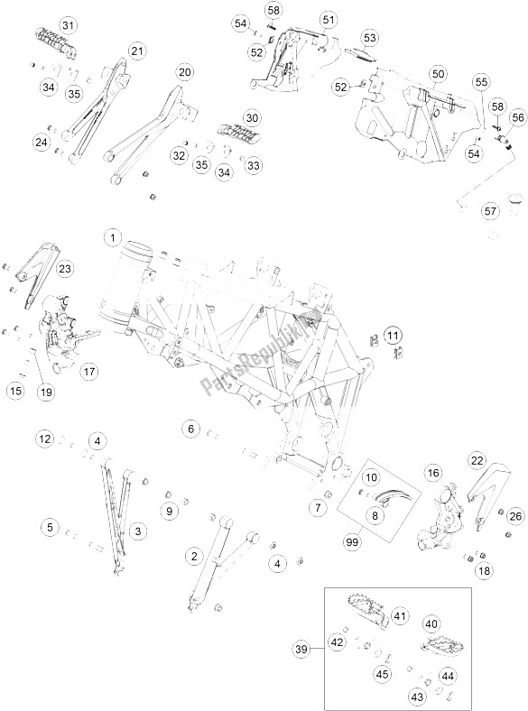 Tutte le parti per il Telaio del KTM 690 Enduro R ABS Australia 2016