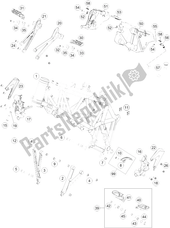 All parts for the Frame of the KTM 690 SMC R ABS Europe 2016