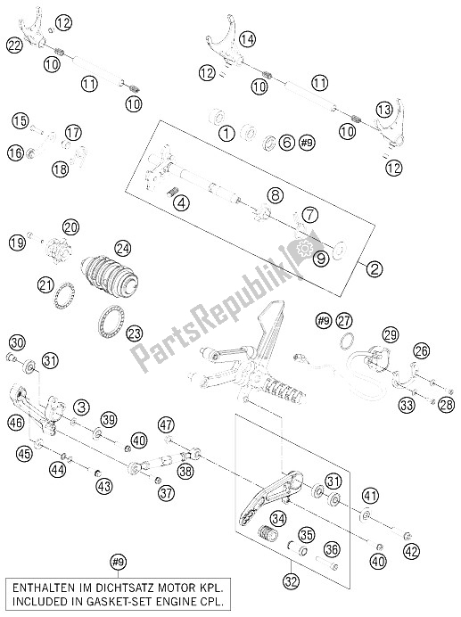 Toutes les pièces pour le Mécanisme De Changement du KTM 1190 RC8 R Black Australia 2011