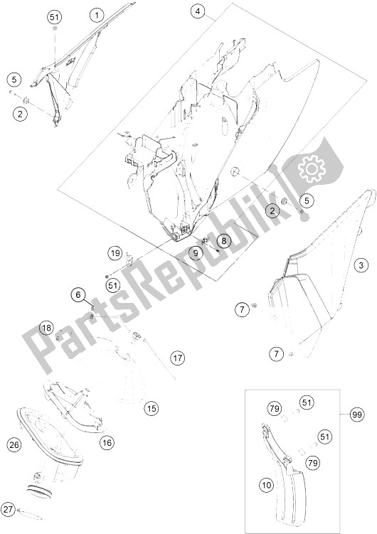 All parts for the Air Filter of the KTM 250 XCF W USA 2015