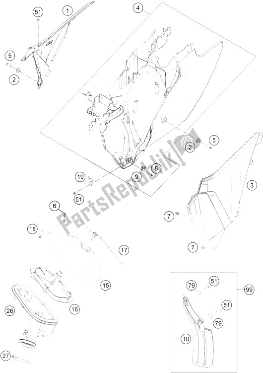 Toutes les pièces pour le Filtre à Air du KTM 350 EXC F CKD Brazil 2015