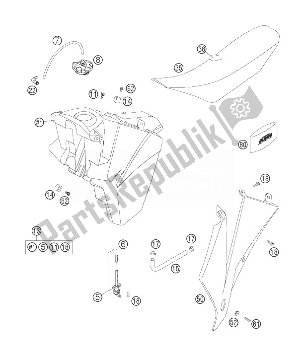 All parts for the Tank, Seat, Cover of the KTM 200 XC W USA 2007